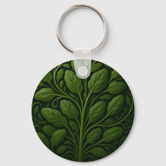 Emerald Spinach Leaf Pattern Keychain (Front)