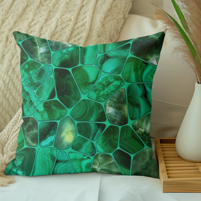 Emerald Spring - Cells collage Throw Pillow (Creator Uploaded)