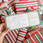 Emerald Stripe Concert Ticket Gift Voucher Card<br><div class="desc">This fake Christmas concert gift voucher design features a stripe design. All of the text is fully editable. For more advanced customization of this design, simply select the "Customize It" button above.</div>