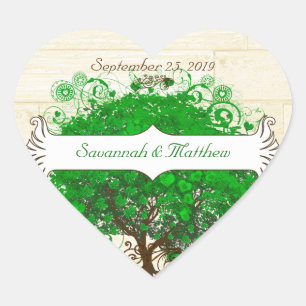 Emerald Swirl Heart Leaf Tree Wedding Seal