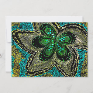 Emerald Teal Mandala Flower Flat Holiday Card