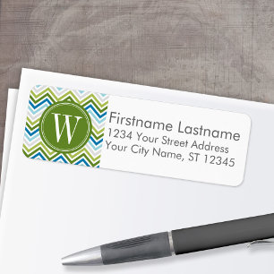 Emerald & Teal Modern Chevron Pattern Monogram