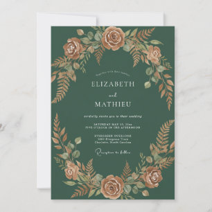 Emerald Terracotta Wreath Wedding Invitation