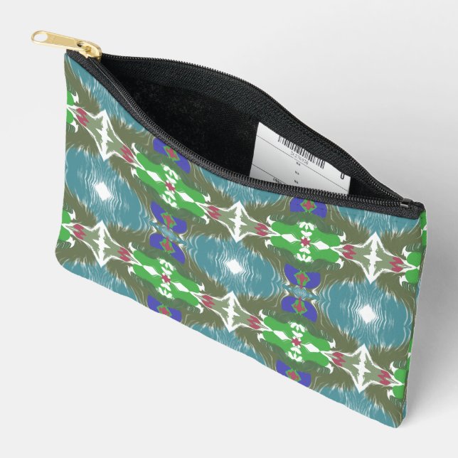 Emerald Tide Kaleidoscope Accessory Pouch (Open)