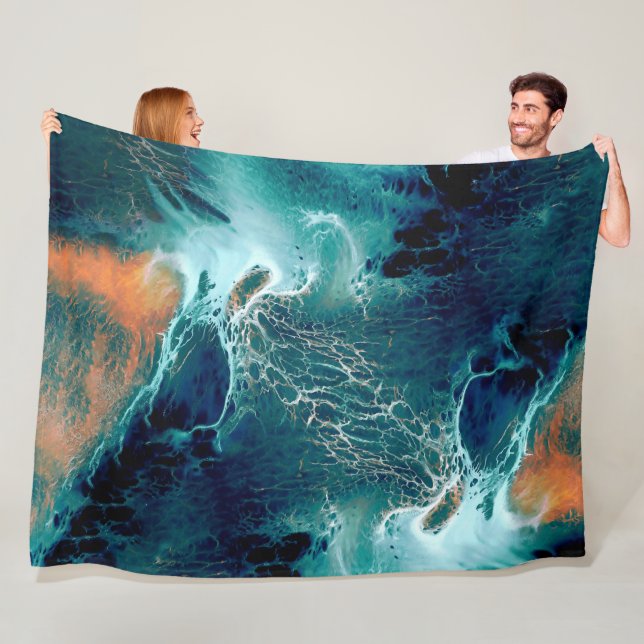 Emerald Tides in Motion Fleece Blanket (In Situ)