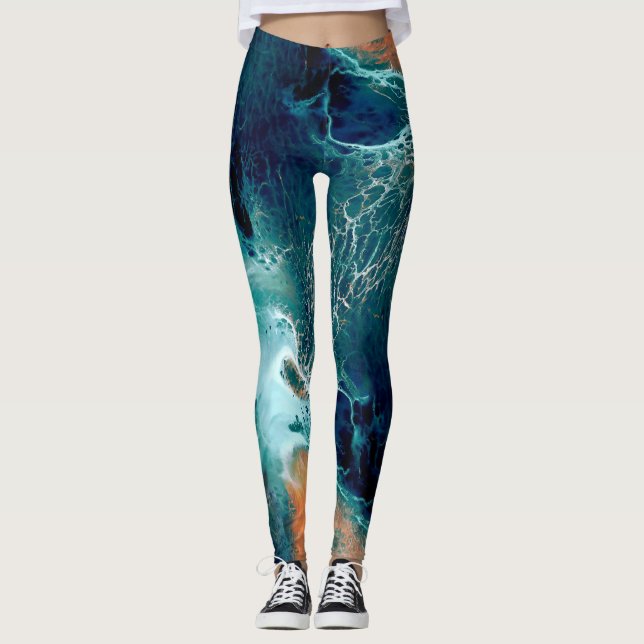 Emerald Tides in Motion Leggings (Front)