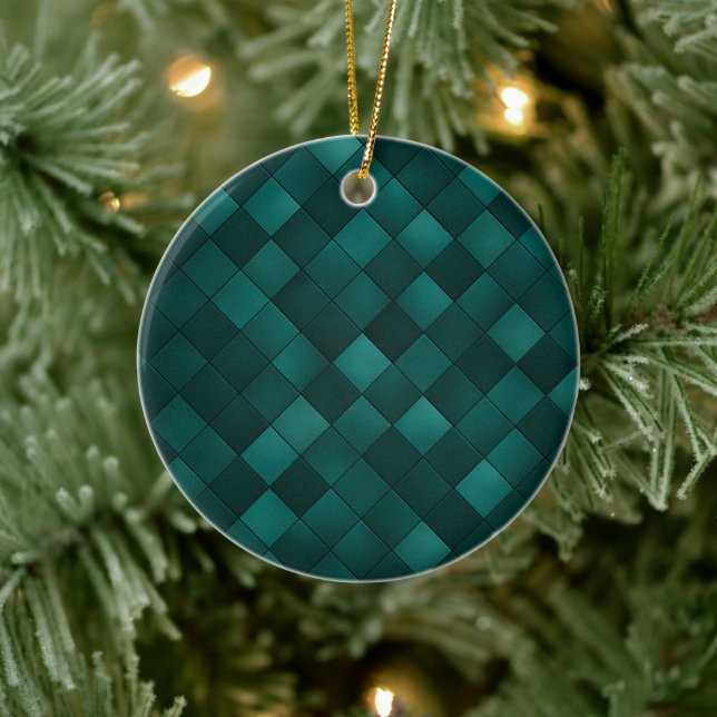 Emerald Tile Pattern – Modern Luxury Ceramic Ornament (Tree)