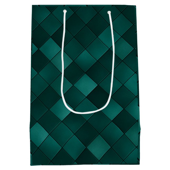 Emerald Tile Pattern – Modern Luxury Medium Gift Bag (Back)