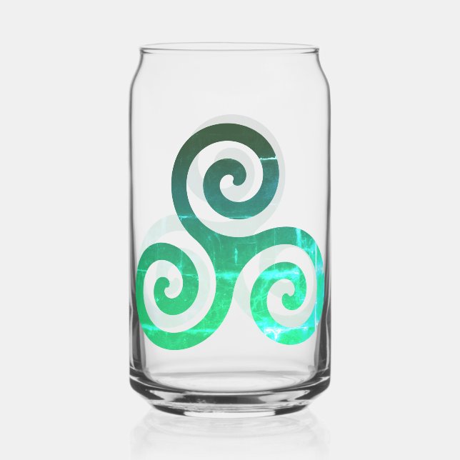 Emerald Triskele Ancient Celtic Symbol Can Glass (Front)