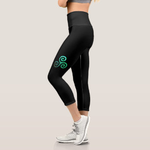 Emerald Triskele Ancient Celtic Symbol  Capri Leggings
