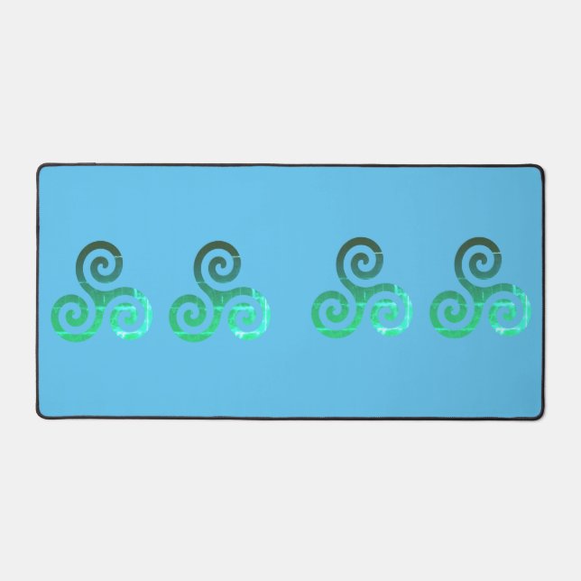 Emerald Triskele Ancient Celtic Symbol Desk Mat (Front)