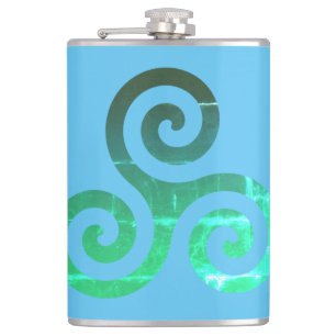 Emerald Triskele Ancient Celtic Symbol Hip Flask