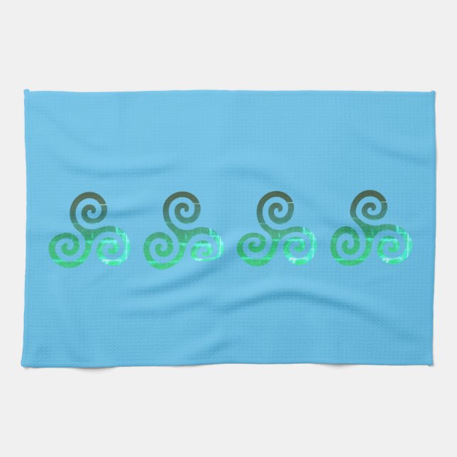 Emerald Triskele Ancient Celtic Symbol Kitchen Towel (Horizontal)
