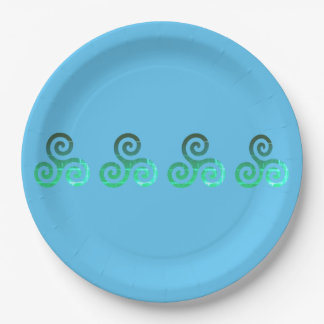 Emerald Triskele Ancient Celtic Symbol Paper Plate