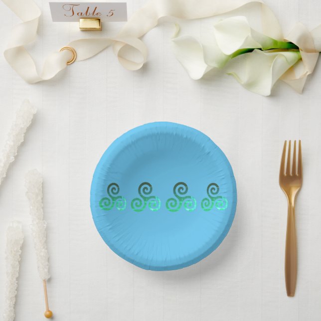 Emerald Triskele Ancient Celtic Symbol Paper Plate (Wedding)