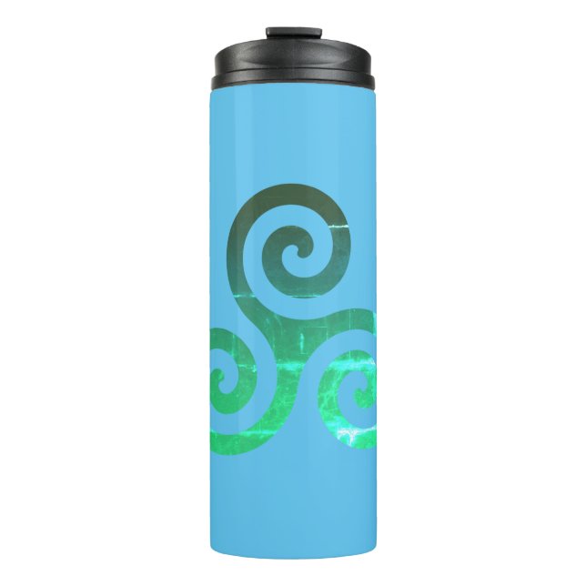 Emerald Triskele Ancient Celtic Symbol Thermal Tumbler (Front)