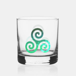 Emerald Triskele Ancient Celtic Symbol Whiskey Glass