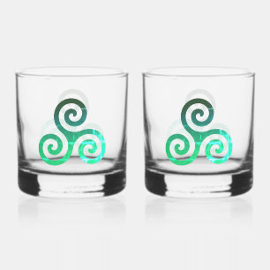 Emerald Triskele Ancient Celtic Symbol Whiskey Glass