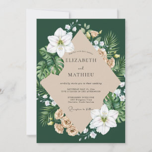 Emerald Tropical Leaf Wedding Invitation