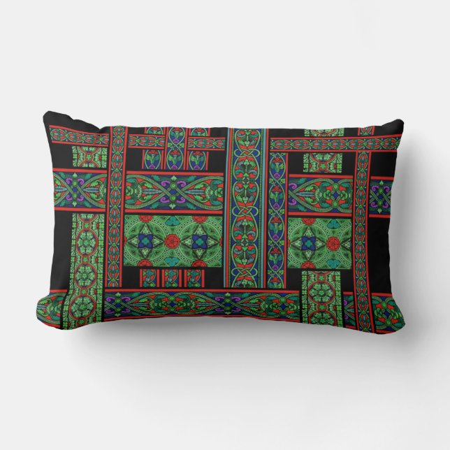 Emerald Twilight Stained Glass Lumbar Pillow (Front)