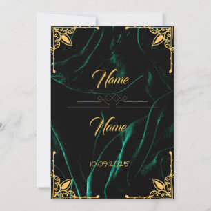 Emerald velvet effect wedding invitation 