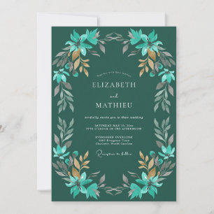 Emerald Verdant Garland Wedding Invitation