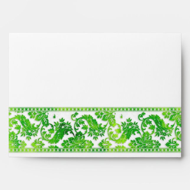 Emerald Vintage Damask Lace Wedding Envelope (Front)