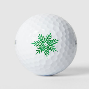 Emerald Watercolor Abstract Snowflake Golf Balls