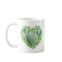 Emerald Watercolor Heart 55th Wedding Anniversary