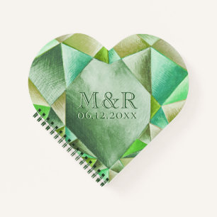  Emerald Watercolor Heart 55th Wedding Anniversary Notebook