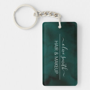 Emerald watercolor Monogram Name Keychain