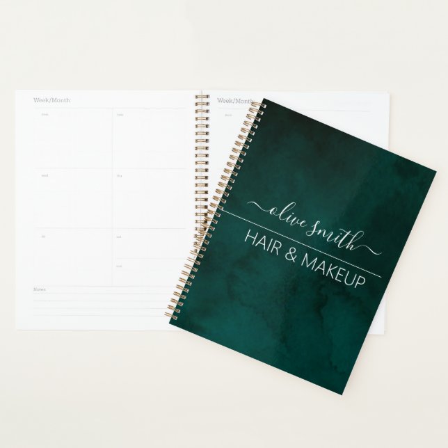 Emerald Watercolor Monogram Name – Personalized Planner (Display)