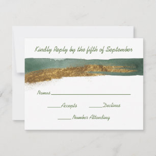 Emerald Watercolor with Gold Reply Card