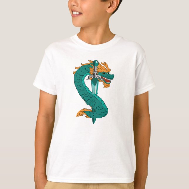 Emerald Wave Dragon Guardian T-Shirt (Front)