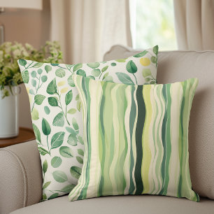 Emerald Waves Throw Pillow