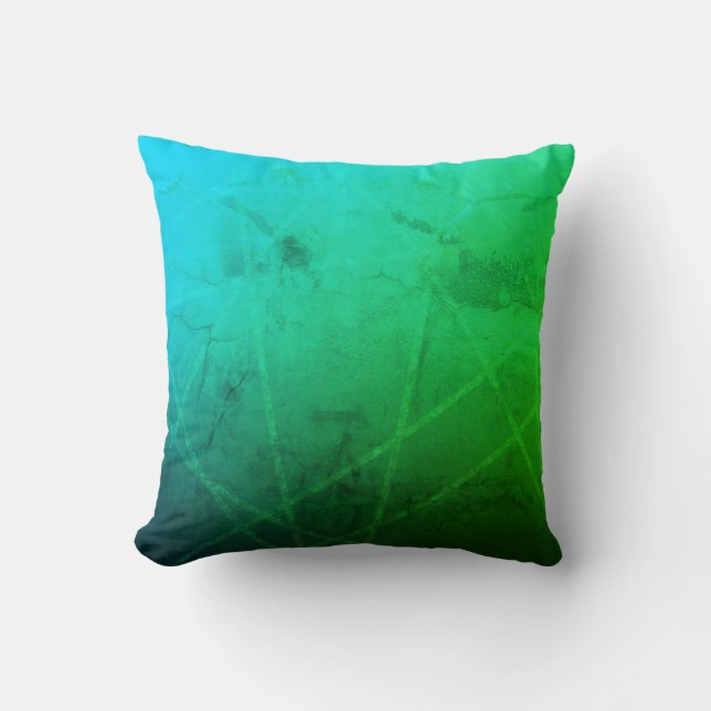 Emerald Waves: Unique Green and Blue  Throw Pillow (Front)