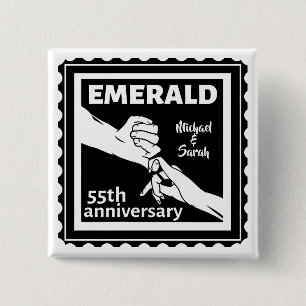 Emerald wedding anniversary 55 years 2 inch square button