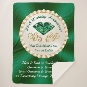 Emerald Wedding Anniversary Gifts for Parents, Sherpa Blanket