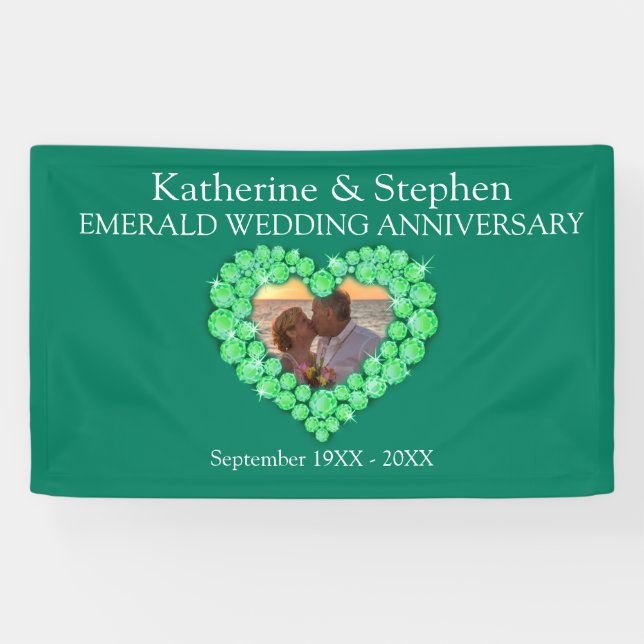 Emerald Wedding anniversary green banner (Horizontal)