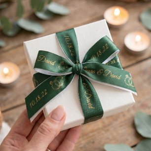 Emerald Wedding Personalized Name Ribbon Satin Ribbon