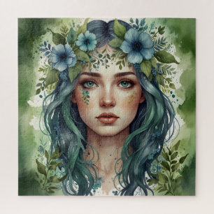 Emerald Whispers Portrait of a woman  Jigsaw Puzzle