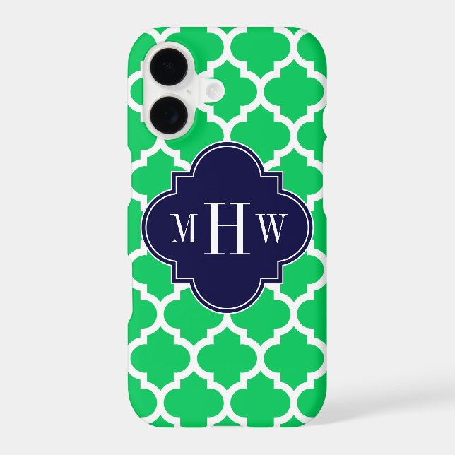 Emerald White Moroccan #5 Navy 3 Initial Monogram (Back)