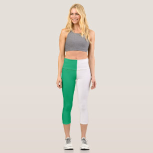 Emerald & White Side Split High Waisted Capris