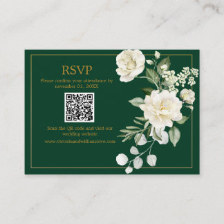 Emerald Winter Elegant Gold Floral Wedding Respons Enclosure Card