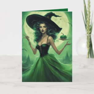 Emerald Witch curse Halloween greeting card