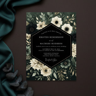 Emerald Woodland Bloom Wedding Invitation