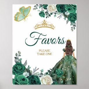 Émeraude Robe Verte Quinceañera Favore Poster