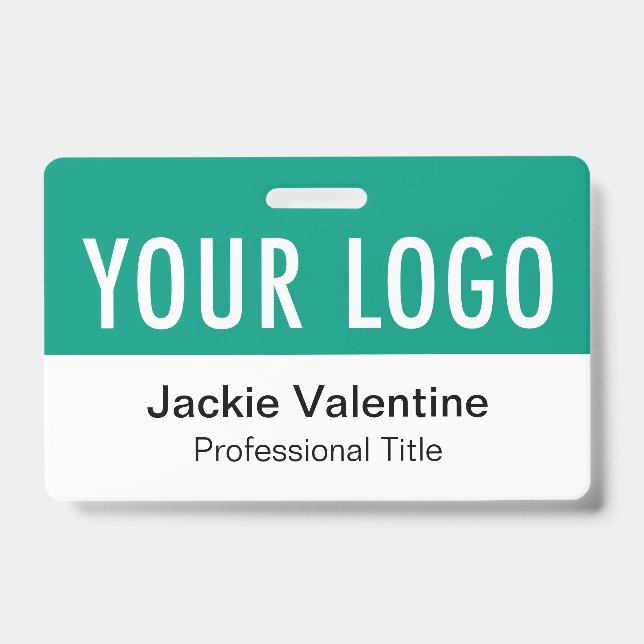 Émeraude vert PVC Badge Horizontal Nom du travail  (Avant)