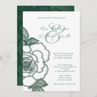 Émeraude verte Argent Élégant Mariage Invitation