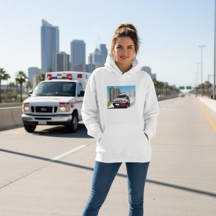 Emergency Ambulance in Cityscape Medical Rescue  Hoodie